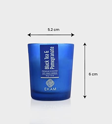 Image of EKAM Black Tea & Pomegranate Votive Soy Wax Scented Candle, 40 Grams, 10 Hours Burn Time| Long Lasting Premium Candles | Ideal for Home Decor | Gifting & Aromatherapy (Pack of 9)