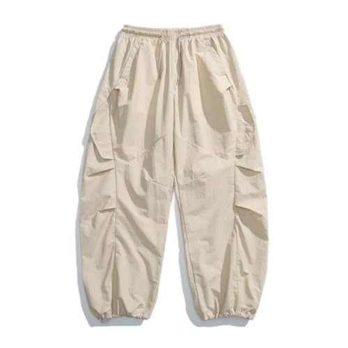 Men Summer Joggers Pants Baggy Casual Solid Trousers Drawstring Waist with Pocket