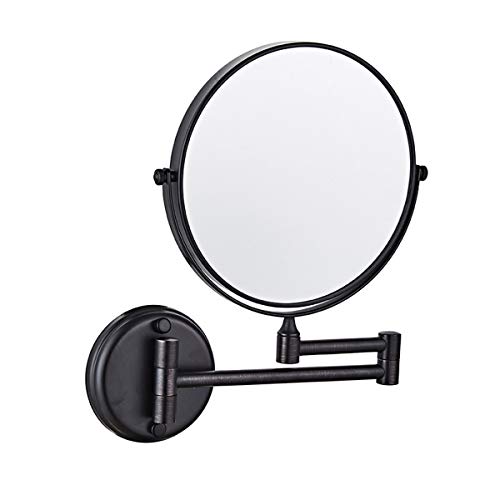 TT Global 8 Pouces Noir Miroir Maquillage Mural Double Face 10X Grossissant,Miroir Cosmétique Extension et Pliant Pivotant Idéal pour Rasage et Soin de Peau dans Salle de Bain Spa Hôtel WC Chambre