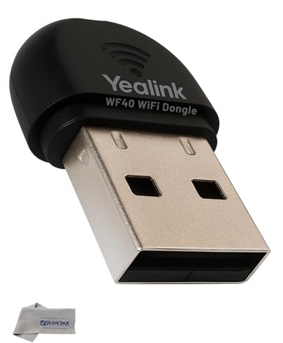 Yealink WF40 USB Wi-Fi Dongle Adapter for Desk Phones - Compatible Phone Models - T27G, T29G, T46G, T48G, T41S, T42S, T46S, T48S, T52S, T54S, T42U, T43U, T46U, T48U, Global Teck Microfiber Cloth