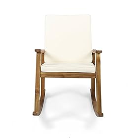 Christopher Knight Home Caspar | Outdoor Acacia Wood Rocking Chair, Teak Finish/Cream Cushion 31if5bn7GRL. SS280