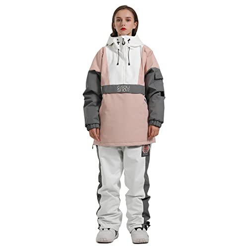 Gsou Snow Women's Ski Jacket And Pants Waterproof Snowsuit Snowboarding Snow Coat Insulated Warm Winter Luminous,Pink White L #TOP7