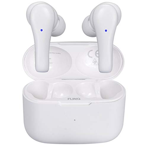 FlinQ ANC TWS Draadloze Oordopjes Wit - Active Noise Canceling - Draadloos - Bluetooth Oortjes - Microfoon