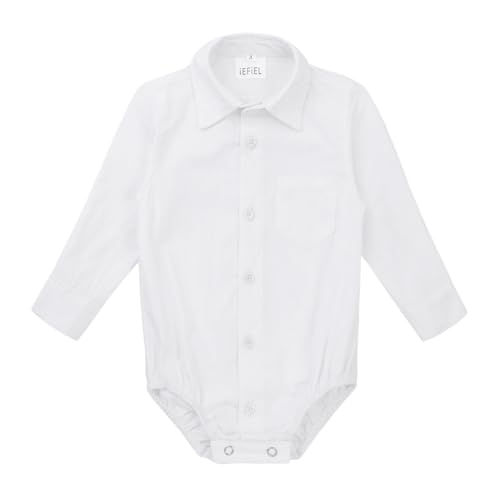 Image of MSemis Baby Boys' White Formal Dress Shirts Gentleman Romper Bodysuit Wedding Party Outfits