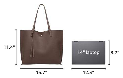 Image of Dreubea Women's Soft Faux Leather Tote Shoulder Bag from, Big Capacity Tassel Handbag