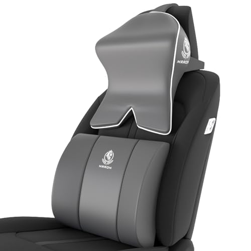 Image of MRRON Large Back Support Neck Rest for Chair & Car Seat, Orthopaedic Lumbar Support Memory Foam Backrest Cushion Designed for Back Pain Relief Pillow for Comfortable Sitting (Grey, Lumbar)
