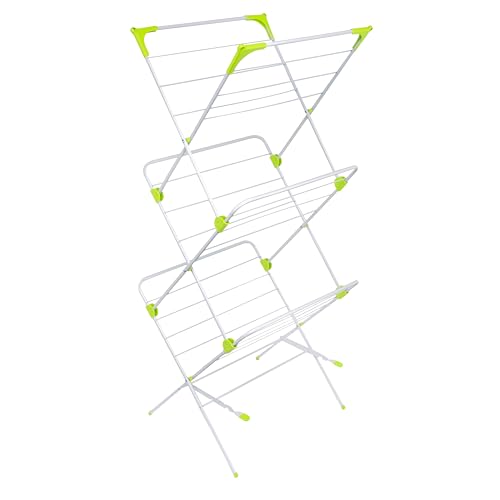 Orwell Triple X Clothes Airer | Foldable Clothes Drying Rack | Clothes Horse with Height-Adjustable Wings | Free-Standing Laundry Dryer Rack | Indoor and Outdoor Use