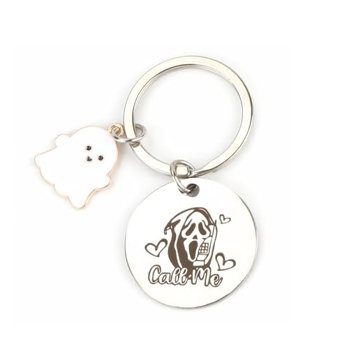 MUCOOS Halloween Ghost Keychain Pendant,Modern Art Fashion Keyring for Women,Call Me Keychain,Personalised Gifts,Pumpkin Keychain,Keychain Cute,Funny Keyring,Personalised Keychain,Cute Keychain