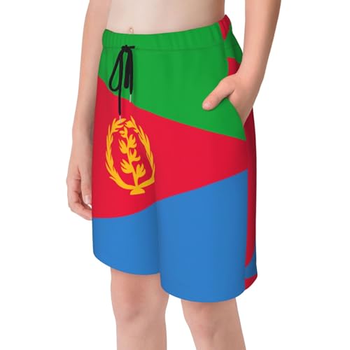 Eritrean Flag Youth Beach Pants, Soft and Breathable, with Drawstring Waist, Suitable for Sports and Leisure.4