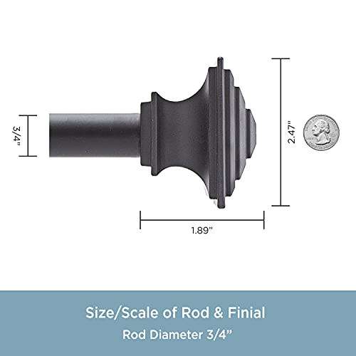 Kenney Mission 3/4" Decorative Bay Window Curtain Rod, 78-144", Black #TOP3