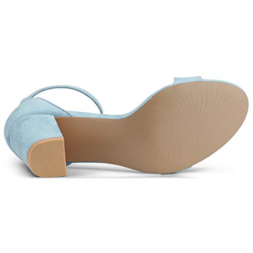 Allegra K Women's High Chunky Heel Buckle Ankle Strap Sandals 8.5 Sky Blue #TOP6
