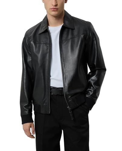 Mens 100% Real Lambskin Leather Bomber Jacket - Premium Shirt Collar Style Bomber Leather Jackets for Men4