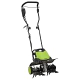 Runheo Motozappa elettrica da giardino con 6 lame in acciaio, 1500 W, motozappa, fresa da terra, 45,5 cm, larghezza di lavoro 24 cm, profondità per aiuola, orto, ammorbidimento e preparazione dei