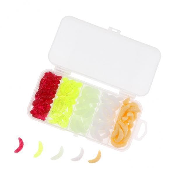 THE STYLE SUTRA 3x125Pcs Fishing Lure Maggot Grub Soft Lure Baits False Worms Beige-image-45