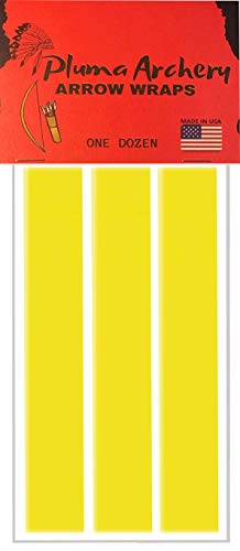 Pluma Archery Arrow Wraps | Cut for andard and Reduced Diameter Carbon Archery Shafts | Made for Arrows with Max Outside Diameter (OD) of 0.310 hes | Length 6 hes | Quantity - 12 (Yellow, andard)