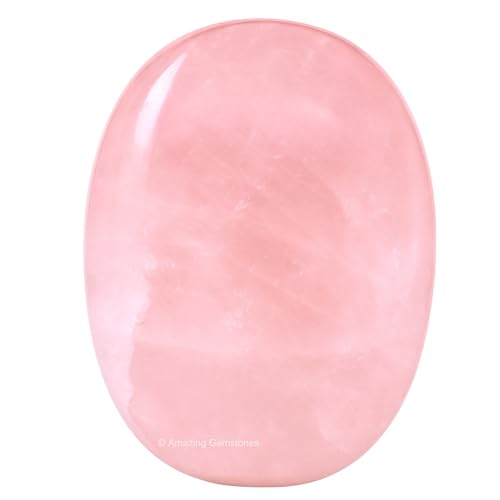 Image of Amazing Gemstone Rose Quartz Crystals and Healing Stones - Large Palm Stone Crystals Piedra - Crystal for Good Luck, Balanced Positive Energy, Meditation, Unique Stocking Stuffers Gifts for Women, Men