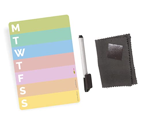 XOXOMags Mini Fridge Magnet Write-Erase Planner Board - for Daily and Weekly Tasks, Meal Planner, Organizer, Shopping Checklists for Home and Office (Rainbow Week)