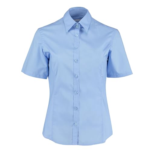 Kustom Kit Ladies' Tailored Business Shirt - Short Sleeve, Light Blue, 10 UK