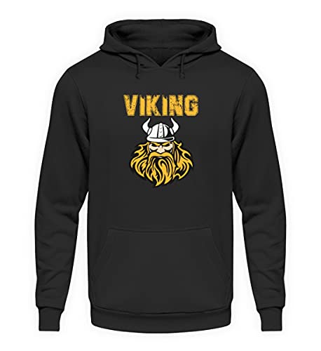 Sweat à capuche Viking jet black unisexe taille XS avec motif barbe nordique