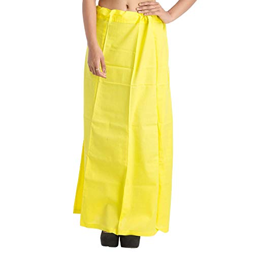 Cotton Adjustable Waist Sari Skirt Petticoat Wrap Lining Petticoat for Women Yellow
