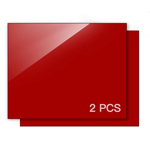 Image of Red Acrylic Sheet 12 inch x 16 inch x 1 /8 inch Thick, ALCCIFI 2 Pack Opaque Glossy Cast Red Plexiglass for DIY Crafts, Signage, Laser Cutting & Engraving