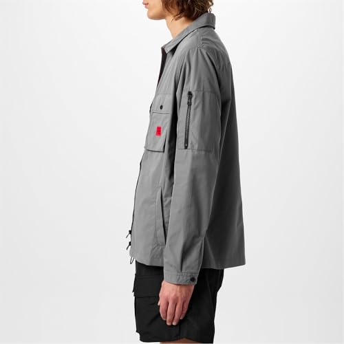 Image of Hugo Men's Cotton Mix Canvas Zip Up Overshirt
