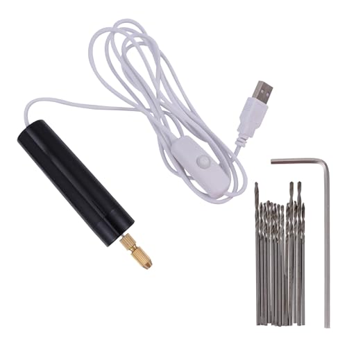OUNONA Mini Taladro Eléctrico Inalámbrico USB 14 Accesorios 10 Brocas 09 MM 3 Brocas 11 MM 1 Llave Inglesa para Grabado Bricolaje y Manualidades Espacios Reducidos