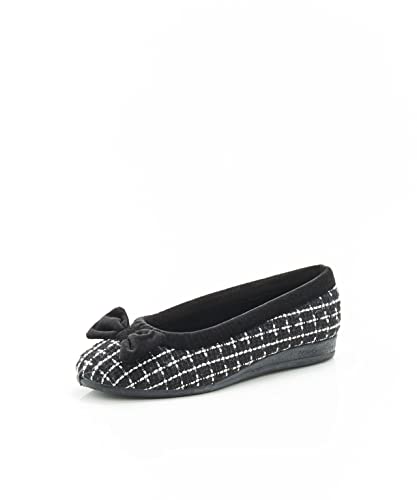 Damart - Ballerines Velours fourrées Thermolactyl, Noir, 39