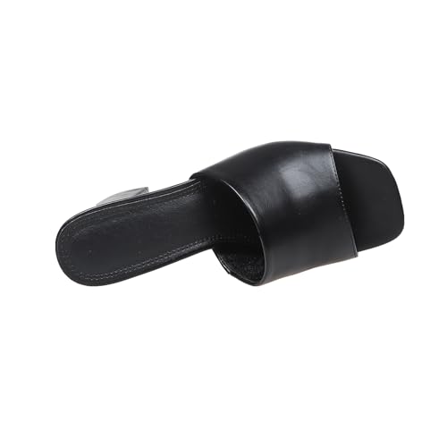 Women's Heeled Sandals Square Open Toe comfortable Heeled Mules Chunky Block Low Heel On Slides4