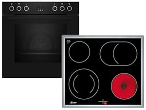 NEFF EX4B0, Herd-Set bestehend aus E1DCA0AK3, N 30, Einbau-Herd, 60 x 60 cm, EasyClean Reinigung CircoTherm & M16SRF0L0, N 50, Elektrokochfeld, Bräterzone, Edelstahlrahmen