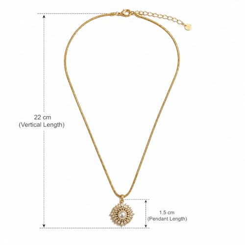 Image of RIDHVEE Anti-Tarnish Gold Plated Pendant Necklace for Women & Girls | Skin Friendly Lightweight Fashion Jewellery | Elegant Minimalist Chain Necklace & Gifting