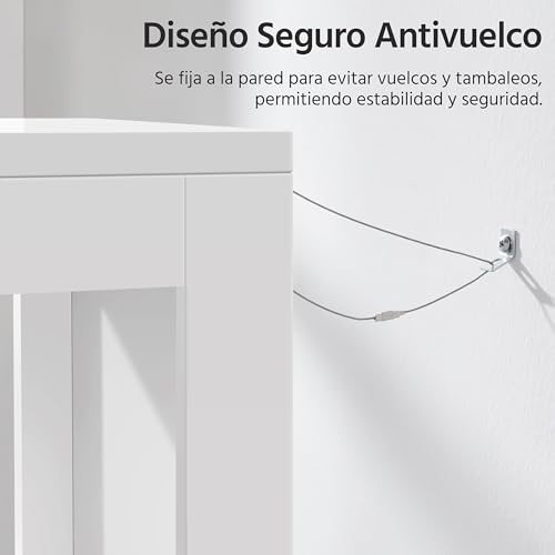 Miniatura 8 de Yaheetech Armario Alta De Baño Mueble Auxiliar De Baño Con 2 Estantes Abiertos Y 3 Cajones 30x30x142 Cm Blanco
