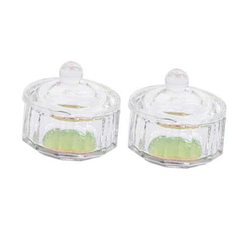 TOVINANNA 2Pcs Nail Crystal Cup Mini Octagon Nail Glass Cup with Lid for Mixing Liquid Powder Compact Design for Nail Salon Use Durable Convenient