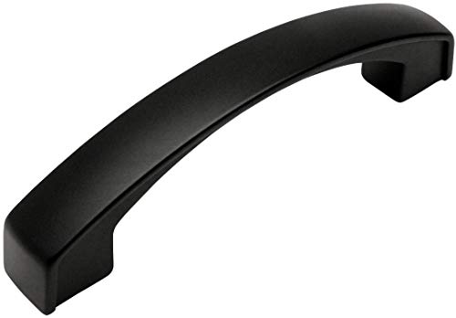 25 Pack - Cosmas 616-96FB Flat Black Modern Cabinet Hardware Arch Handle Pull - 3-3/4 Inch (96mm) Hole Centers