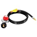 JEASOM 0-10 PSI Adjustable Propane Regulator with 5 FT QCC1/Type1 Hose, High Pressure Propane Regulator Compatible with GasOne, CreoleFeast, ROVSUN, Outvita Turkey Fryer, 1/8-in Male Orifice Connector