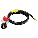 JEASOM 0-10 PSI Adjustable Propane Regulator with 5 FT QCC1/Type1 Hose, High Pressure Propane Regulator Compatible with GasOne, CreoleFeast, ROVSUN, Outvita Turkey Fryer, 1/8-in Male Orifice Connector