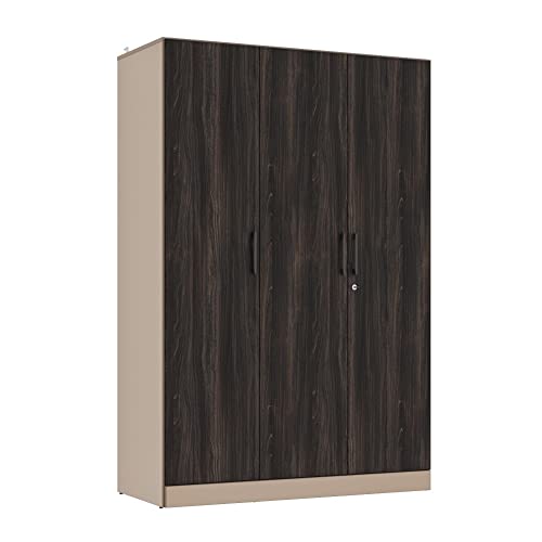 Image of Wakefit Wardrobe | 1 Year Warranty | Engineered Wood Almirah, Cupboard for Clothes Storage | 3 Door, 6 Shelves, 1 Drawer, 1 Hanging Space | Cashmere Plus - Frappe-Wyoming Maple