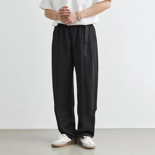 Men's Solid Color Casual Pants Summer Youth Loose Straight Korean Sports Pants Thin Wide Leg Trousers3