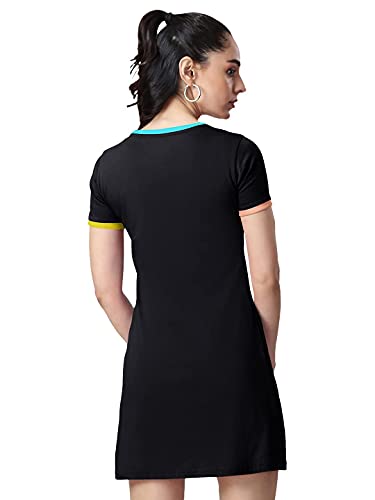 Image of The Souled Store |Queen Round Neck Womens and Girls Long T-Shirt | Graphic Printed Half Sleeve | 100% Cotton Black Color Pocket T-Shirt