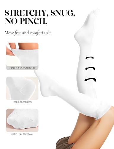 Image of Buauty 3 pairs Knee High Socks for Women, Casual Tube Socks, Athletic Socks Solid & Striped Sport Socks Outdoor Fashion