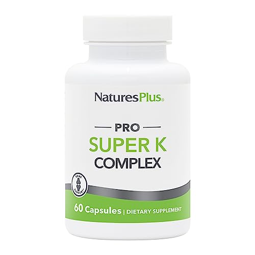 NaturesPlus PRO Super K Complex - 60 Capsules - Promotes Healthy Calcium Metabolism - Includes Vitamins K1 & K2 - Non-GMO, Vegan & Gluten Free - 60 Servings