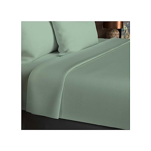 Soleil d'ocre, Drap Plat en Coton 57 Fils 260x300 cm UNI Vert Eau, par Soleil d'ocre