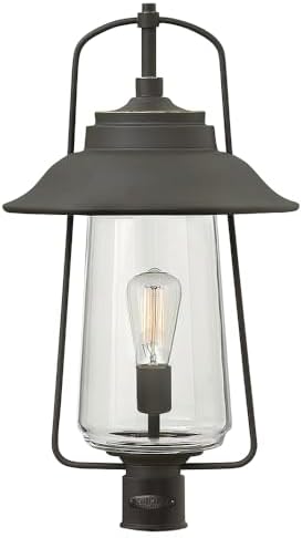 Hinkley Belden Place 22-Inch Single Light Outdoor Post Mount Lantern, Clear Glass, Aluminum, Driveways, Walkways and Entryways, Post Sold Separately, Oil Rubbed Bronze