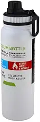 Garrafa de Água Térmica Aço Inox Esportiva Academia Isolada a Vácuo Aço Inox 304 de 800ml (BRANCA 1314)