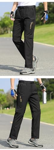 Men's Convertible Hiking Pants, Quick Dry Outdoor Cargo Pants, Zip-Off to Shorts, Removable into Shorts via Zipper3