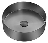 Zeek Stainless Steel Gunmetal Black Bathroom Sink Above Counter Modern Vessel Basin PVD Nano Coating