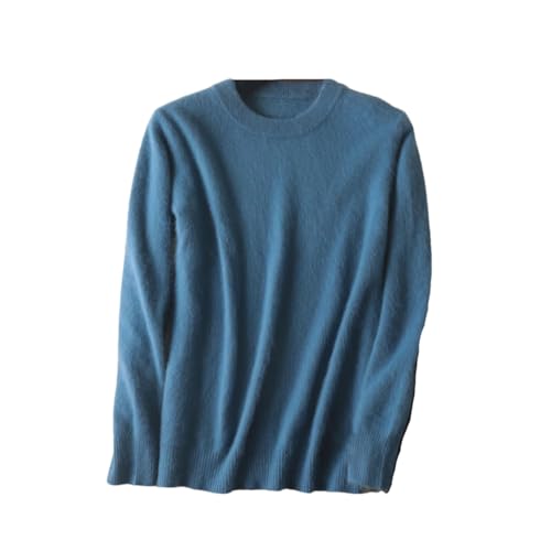 Men's Cashmere Sweaters O-Neck Pullovers Knit Sweater Casual Long Sleeve Jumpers Tops Blue XL
