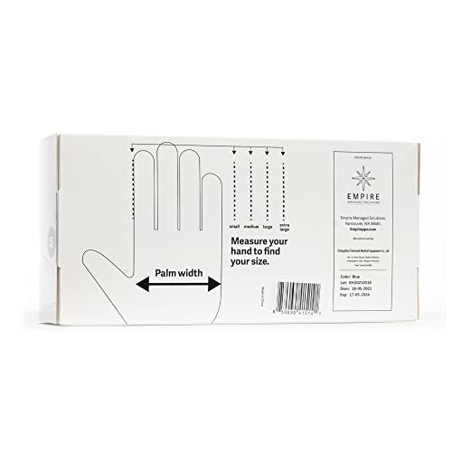 Empire - Blue Nitrile Exam Gloves - Premium Grade - Non-Sterile - Powder Free - Single Use, Disposable - Latex Free - For Lab, Food Service, Home, & More - Medium - 1000 Count Case #TOP1