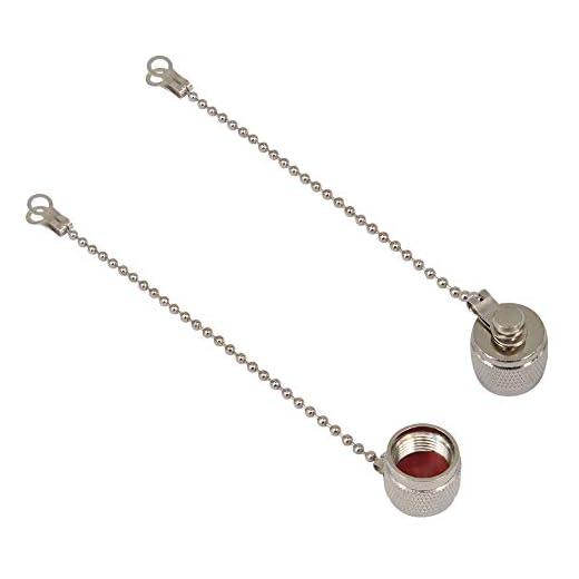 BOOBRIE RF Connector Accessories TNC Coax Cap TNC Dust Cap Protective Cover with Chain Nickel-Plated for TNC Male Jack Connector Pcak of 2