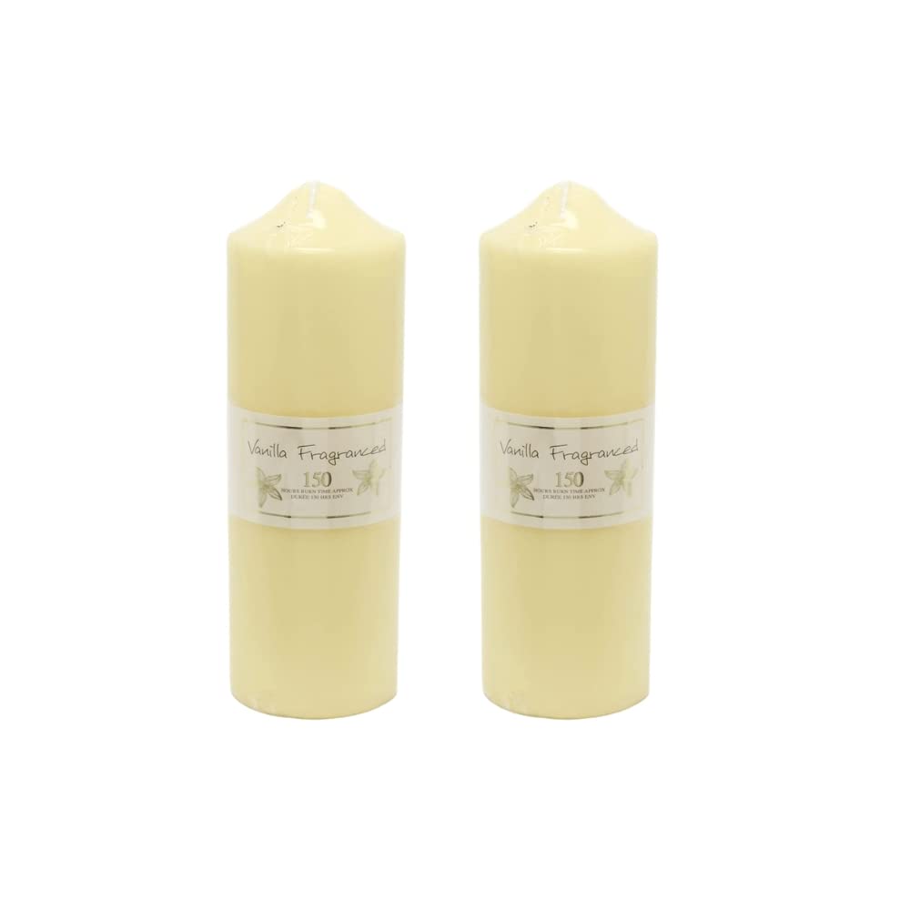 Pride Home & Garden 150 Hour Phg Premium Edition Vanilla Fragranced Pillar Candle | Stylish Long-Lasting Scented Pillar Candles | Classic Pillar Candles | Decorative Pillar Candles | Multipack (Pack Of 2, )